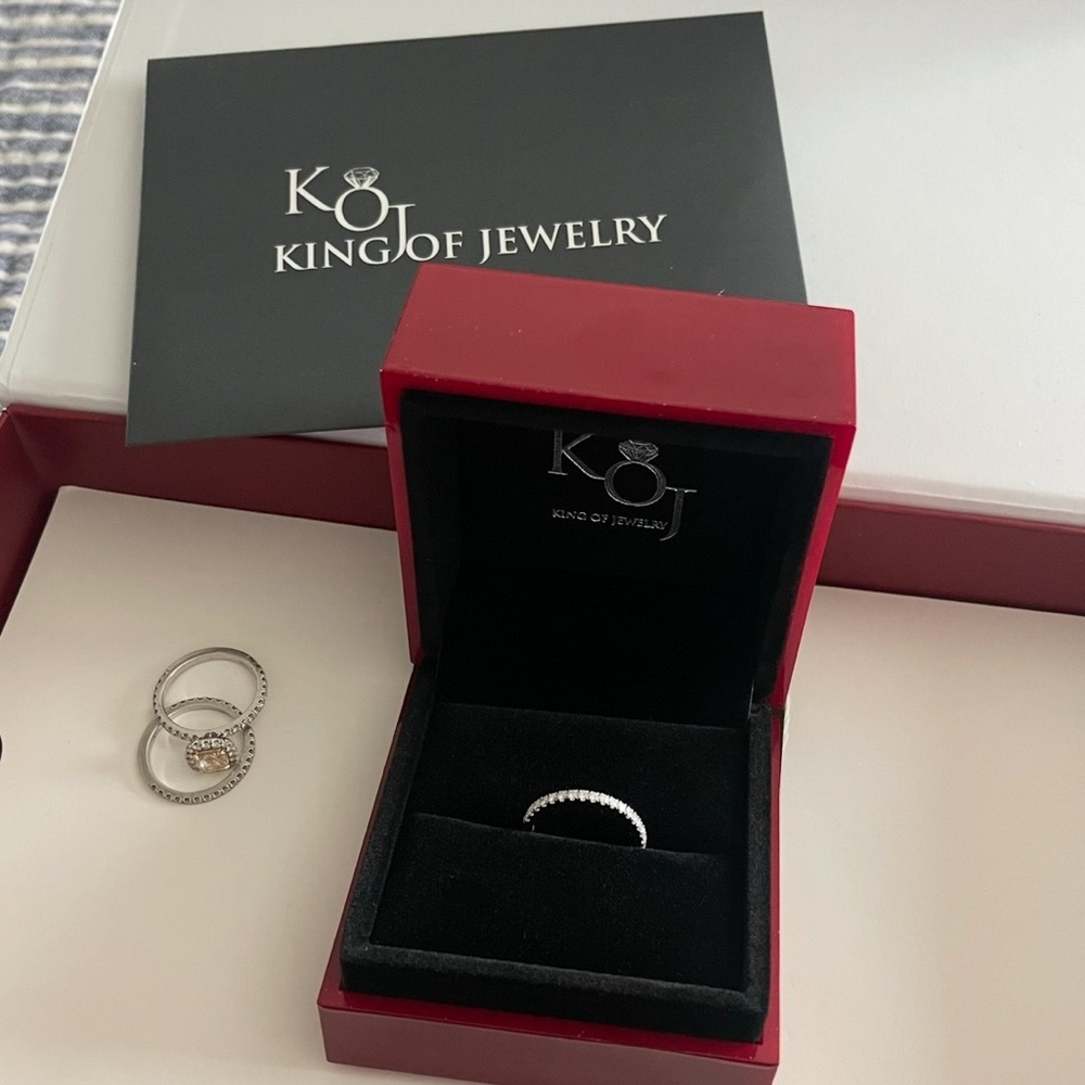 GIA 3.01 CT CANARY DIAMOND 14K WHITE GOLD BRIDAL AND ANNIVERSARY RING SET - Picture 8 of 12
